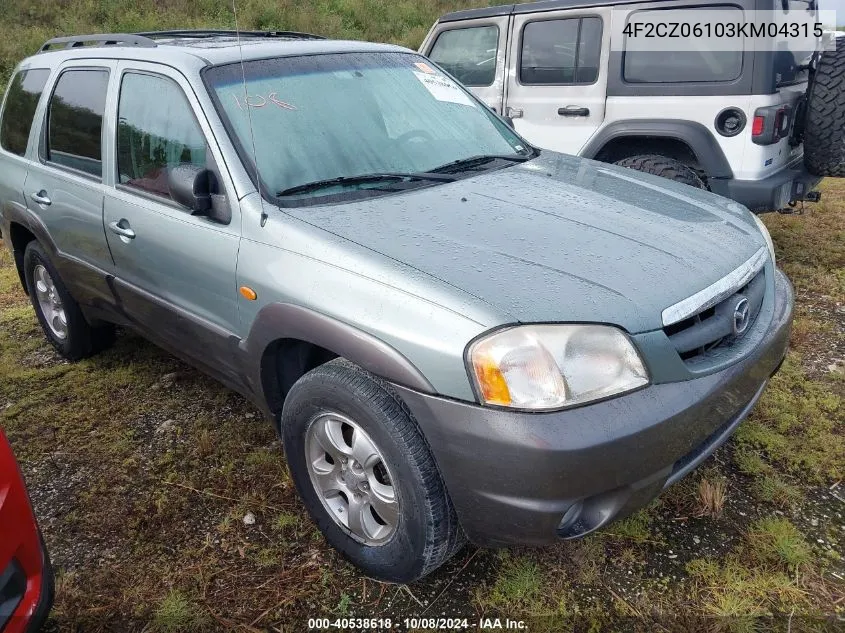 2003 Mazda Tribute Es VIN: 4F2CZ06103KM04315 Lot: 40538618