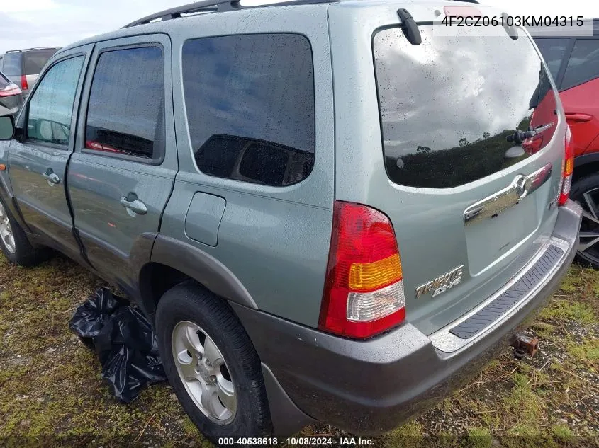 2003 Mazda Tribute Es VIN: 4F2CZ06103KM04315 Lot: 40538618