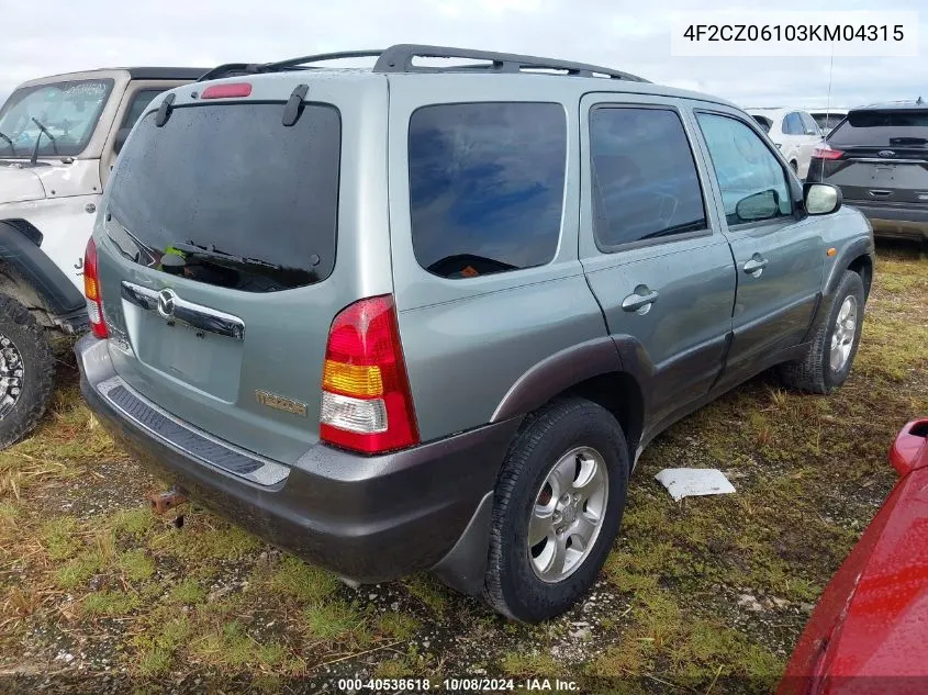 2003 Mazda Tribute Es VIN: 4F2CZ06103KM04315 Lot: 40538618