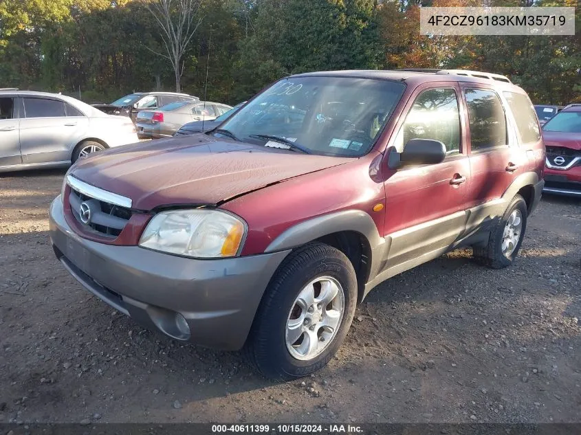 2003 Mazda Tribute Es V6 VIN: 4F2CZ96183KM35719 Lot: 40611399