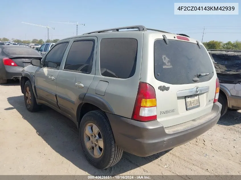 4F2CZ04143KM42939 2003 Mazda Tribute Lx V6