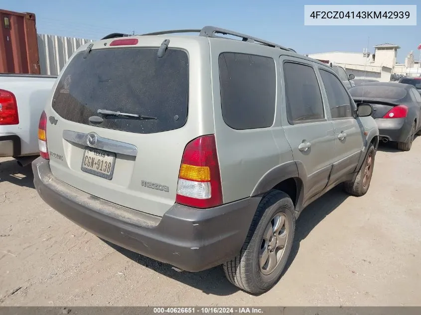 4F2CZ04143KM42939 2003 Mazda Tribute Lx V6