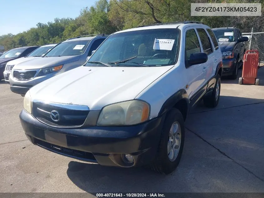 2003 Mazda Tribute Lx V6 VIN: 4F2YZ04173KM05423 Lot: 40721643