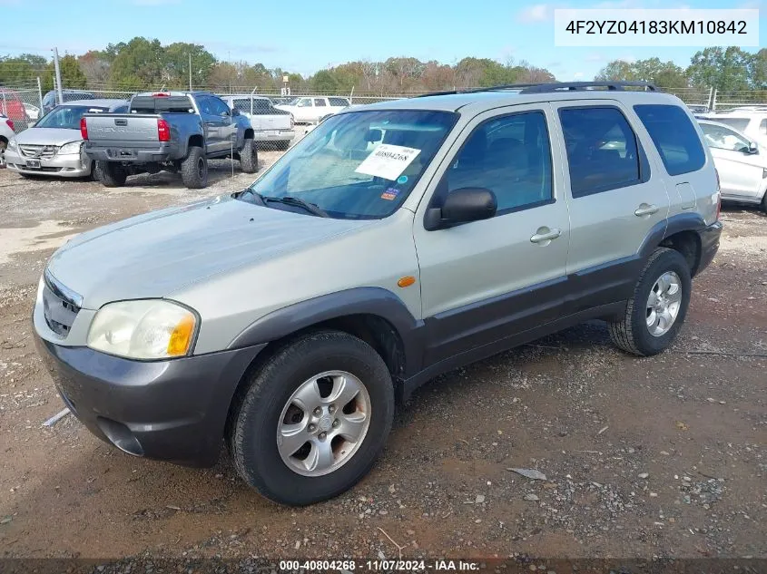 2003 Mazda Tribute Lx V6 VIN: 4F2YZ04183KM10842 Lot: 40804268