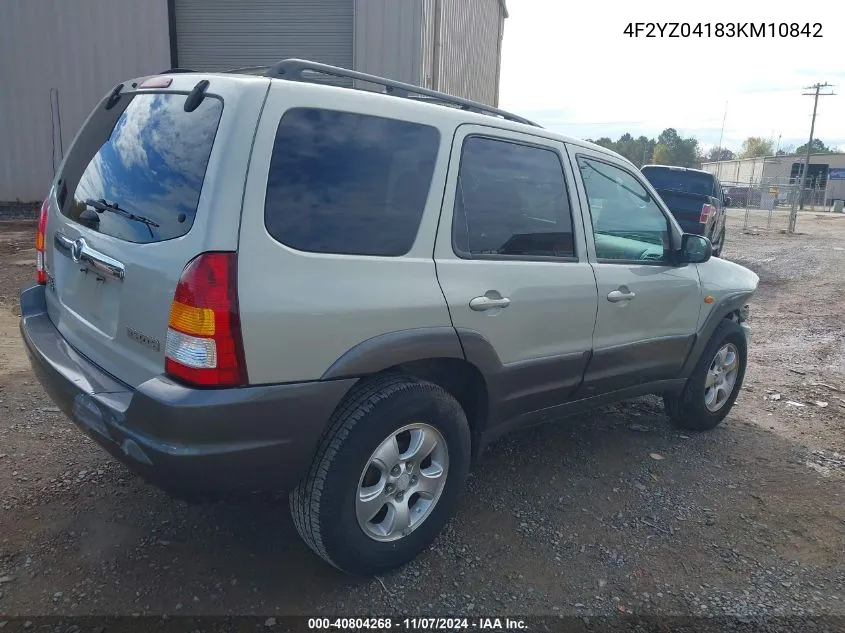 2003 Mazda Tribute Lx V6 VIN: 4F2YZ04183KM10842 Lot: 40804268