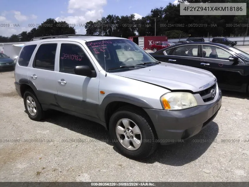 2004 Mazda Tribute Lx V6 VIN: 4F2YZ941X4KM18186 Lot: 39356220