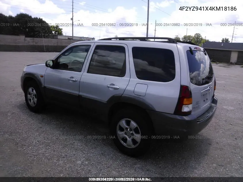 2004 Mazda Tribute Lx V6 VIN: 4F2YZ941X4KM18186 Lot: 39356220