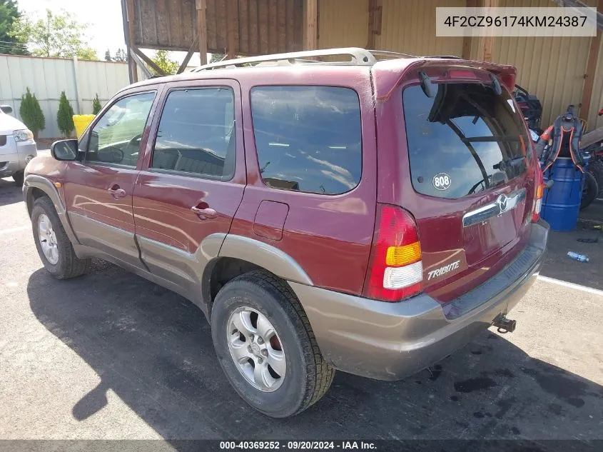 2004 Mazda Tribute Es V6 VIN: 4F2CZ96174KM24387 Lot: 40369252