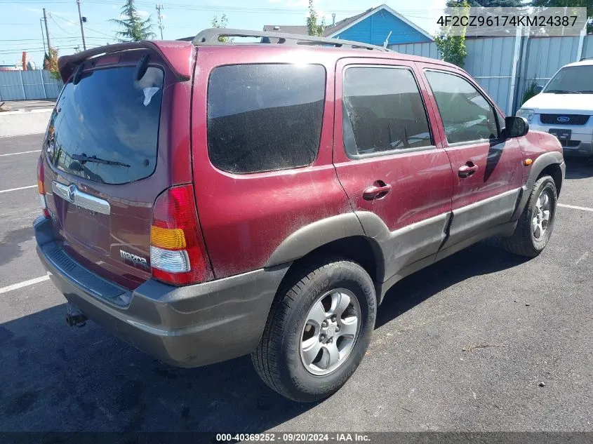 2004 Mazda Tribute Es V6 VIN: 4F2CZ96174KM24387 Lot: 40369252