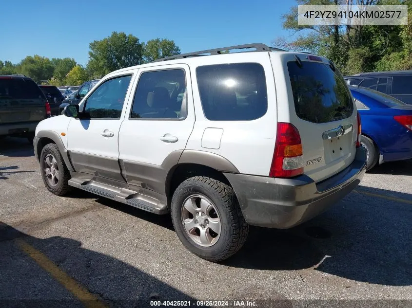 2004 Mazda Tribute Lx V6 VIN: 4F2YZ94104KM02577 Lot: 40425021