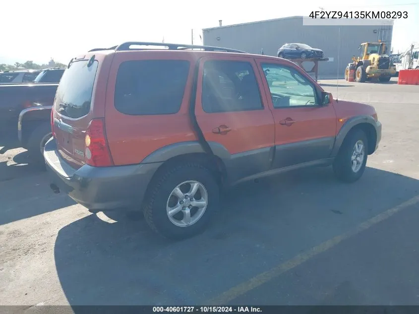 2005 Mazda Tribute S VIN: 4F2YZ94135KM08293 Lot: 40601727