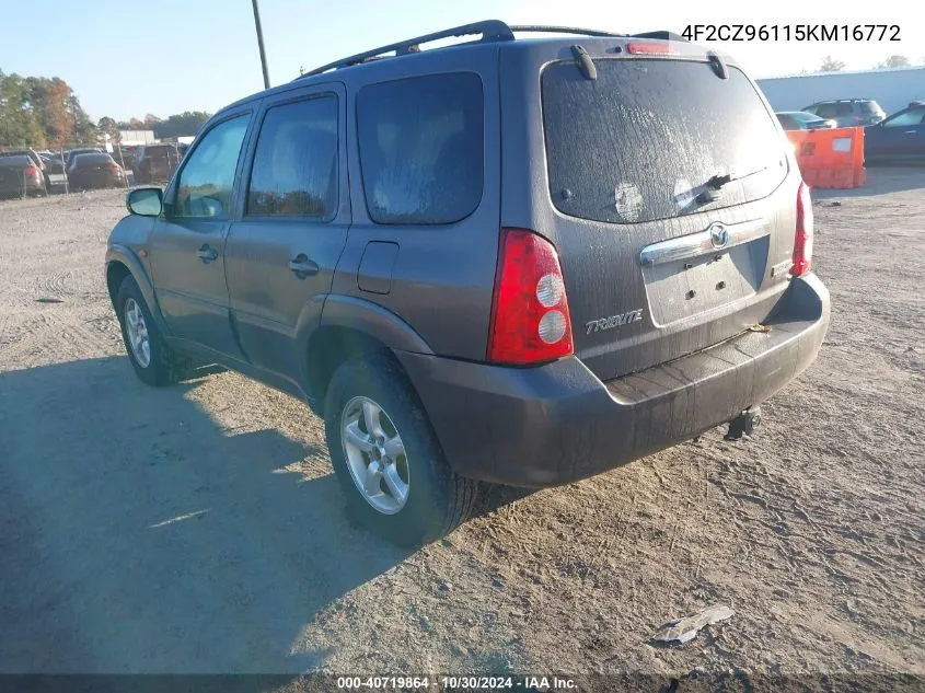 2005 Mazda Tribute S VIN: 4F2CZ96115KM16772 Lot: 40719864