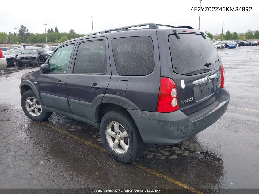 2006 Mazda Tribute I VIN: 4F2YZ02Z46KM34892 Lot: 39286977