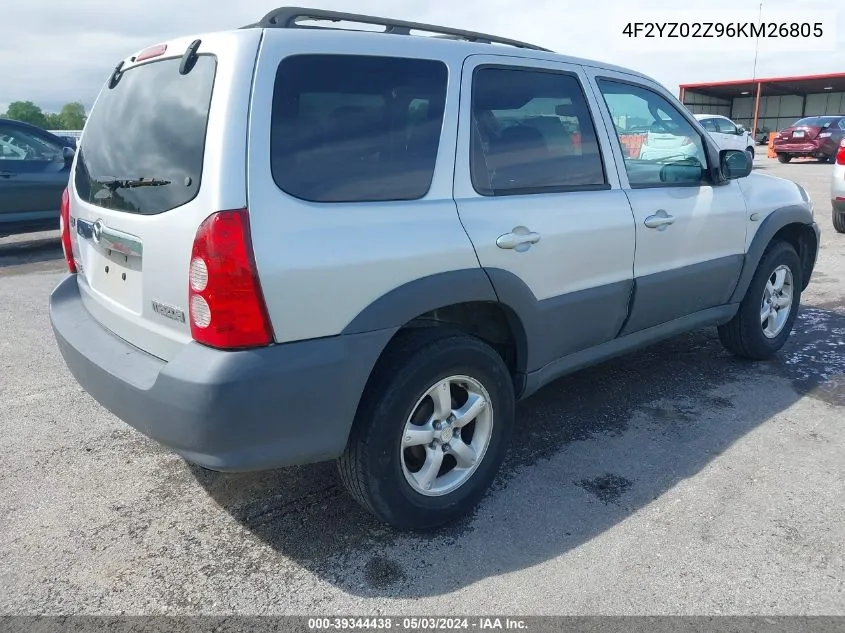 2006 Mazda Tribute I VIN: 4F2YZ02Z96KM26805 Lot: 39344438