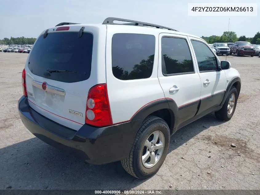 2006 Mazda Tribute I VIN: 4F2YZ02Z06KM26613 Lot: 40069906