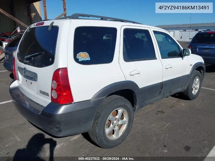 2006 Mazda Tribute S VIN: 4F2YZ94186KM13491 Lot: 40237832