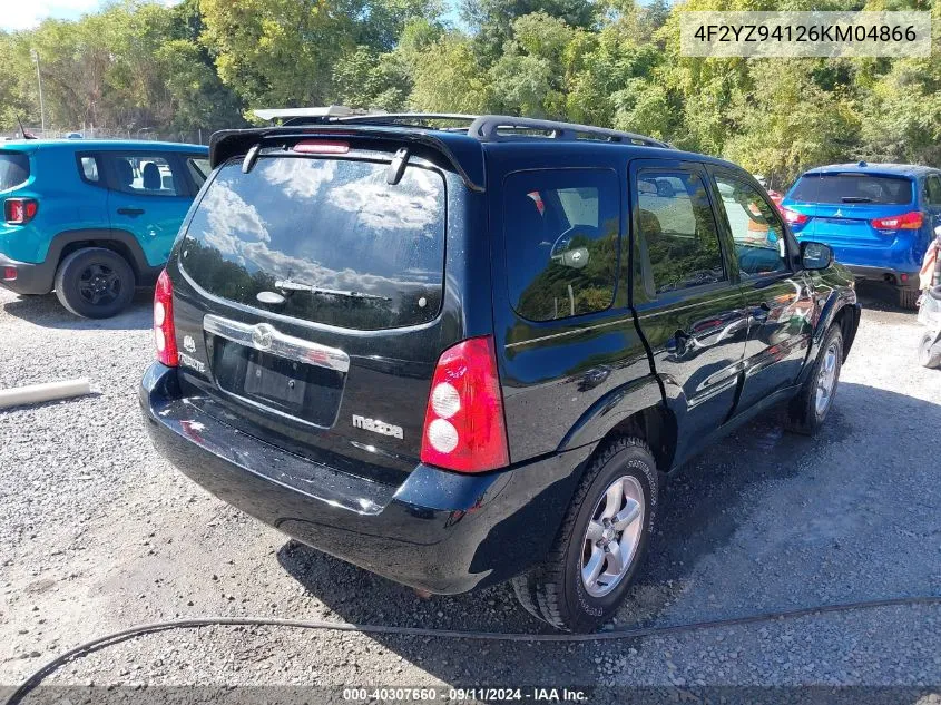 2006 Mazda Tribute S VIN: 4F2YZ94126KM04866 Lot: 40307660