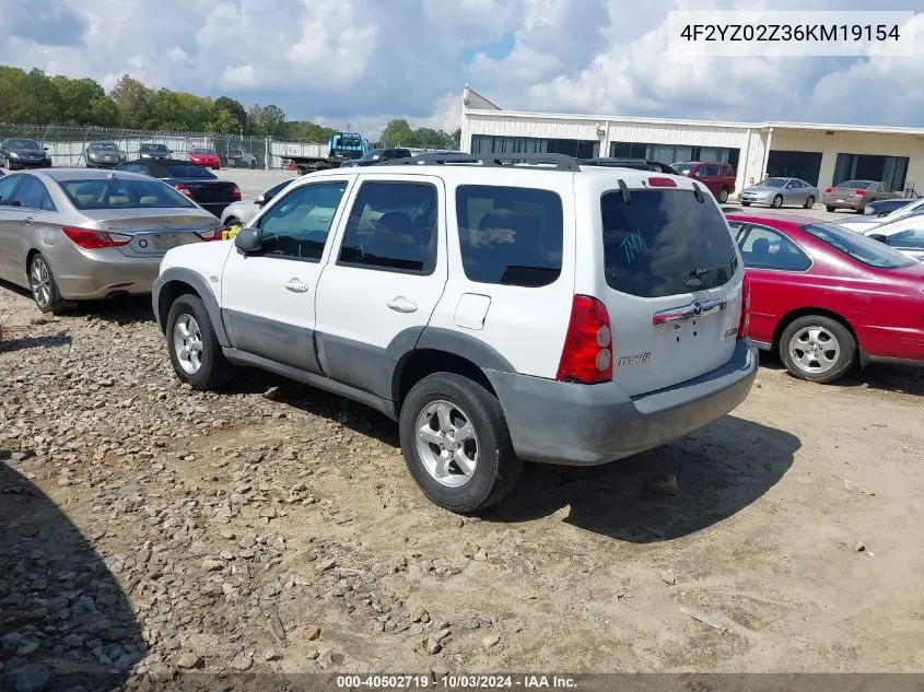 2006 Mazda Tribute I VIN: 4F2YZ02Z36KM19154 Lot: 40502719