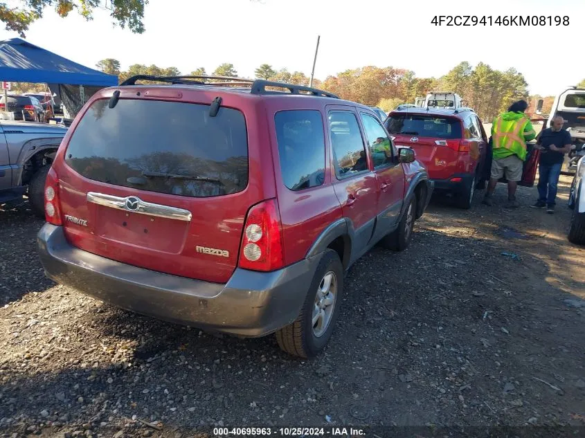 2006 Mazda Tribute S VIN: 4F2CZ94146KM08198 Lot: 40695963