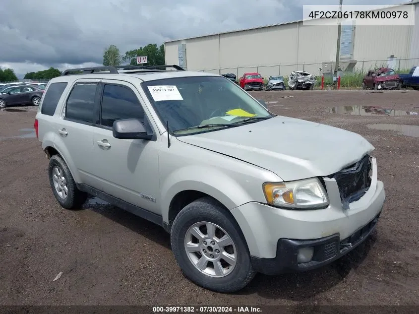 2008 Mazda Tribute S Grand Touring VIN: 4F2CZ06178KM00978 Lot: 39971382