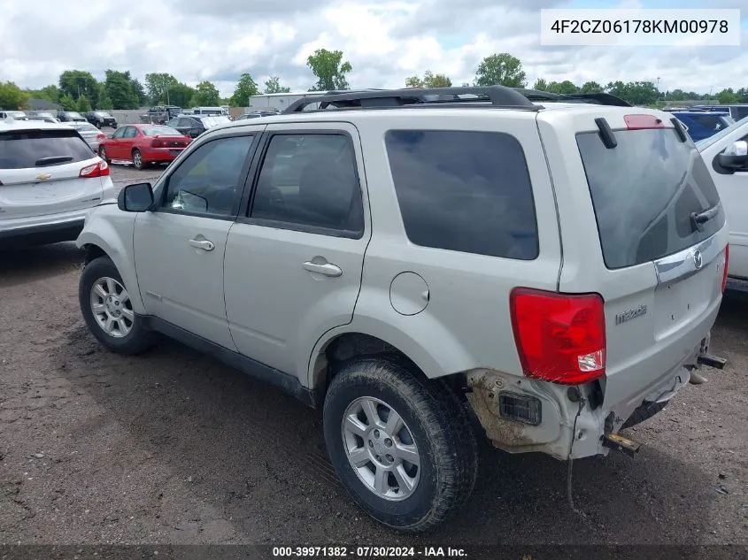 2008 Mazda Tribute S Grand Touring VIN: 4F2CZ06178KM00978 Lot: 39971382