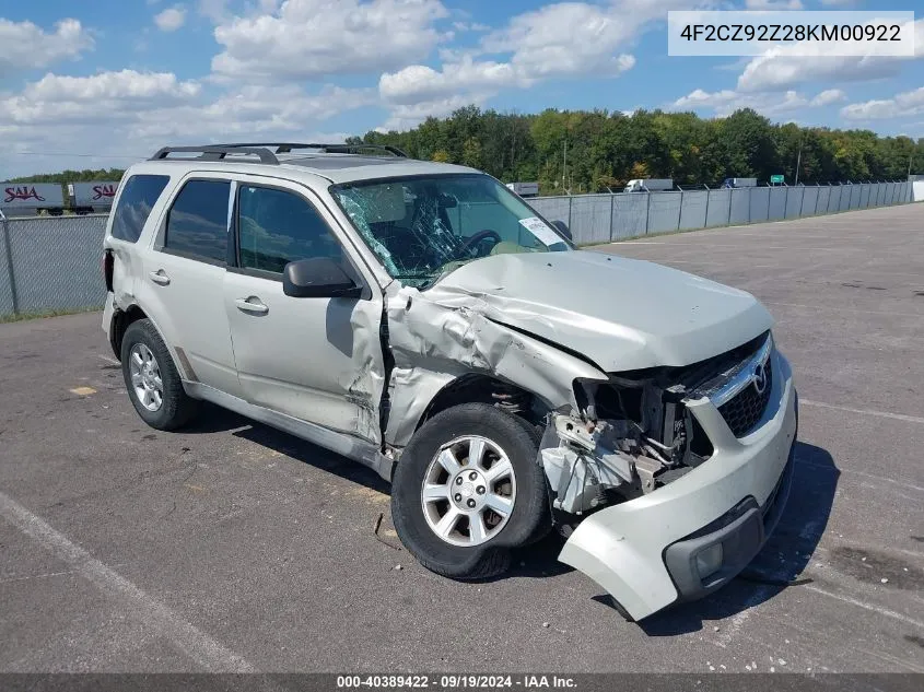 2008 Mazda Tribute I Grand Touring VIN: 4F2CZ92Z28KM00922 Lot: 40389422