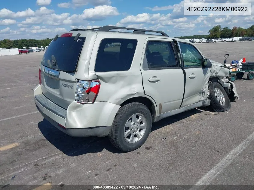 2008 Mazda Tribute I Grand Touring VIN: 4F2CZ92Z28KM00922 Lot: 40389422