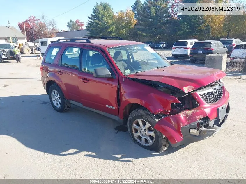 2008 Mazda Tribute I Sport VIN: 4F2CZ92Z08KM22319 Lot: 40650647