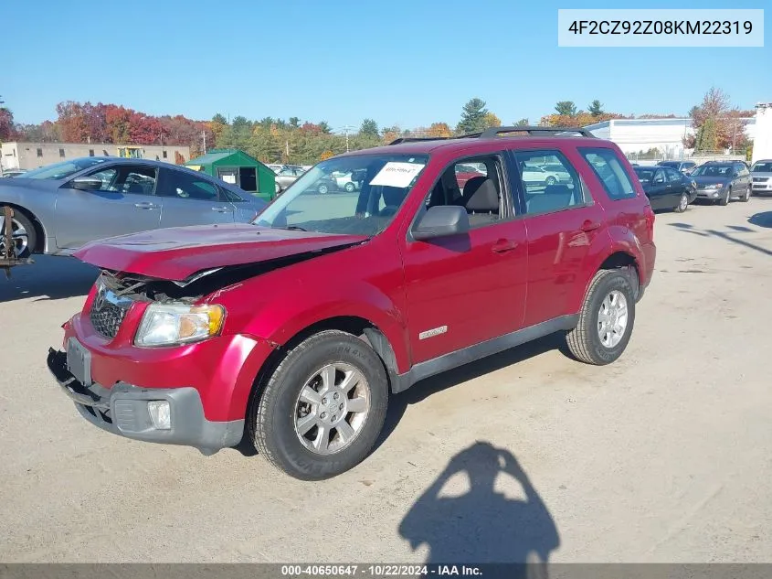 2008 Mazda Tribute I Sport VIN: 4F2CZ92Z08KM22319 Lot: 40650647