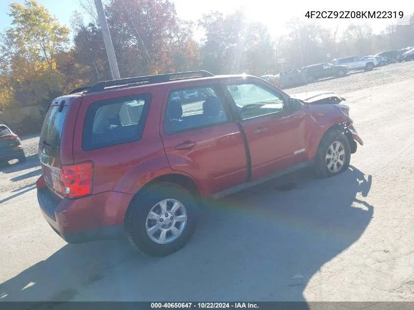 2008 Mazda Tribute I Sport VIN: 4F2CZ92Z08KM22319 Lot: 40650647