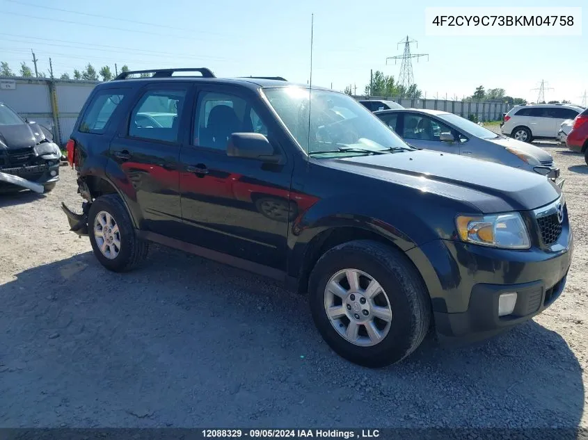 2011 Mazda Tribute VIN: 4F2CY9C73BKM04758 Lot: 12088329