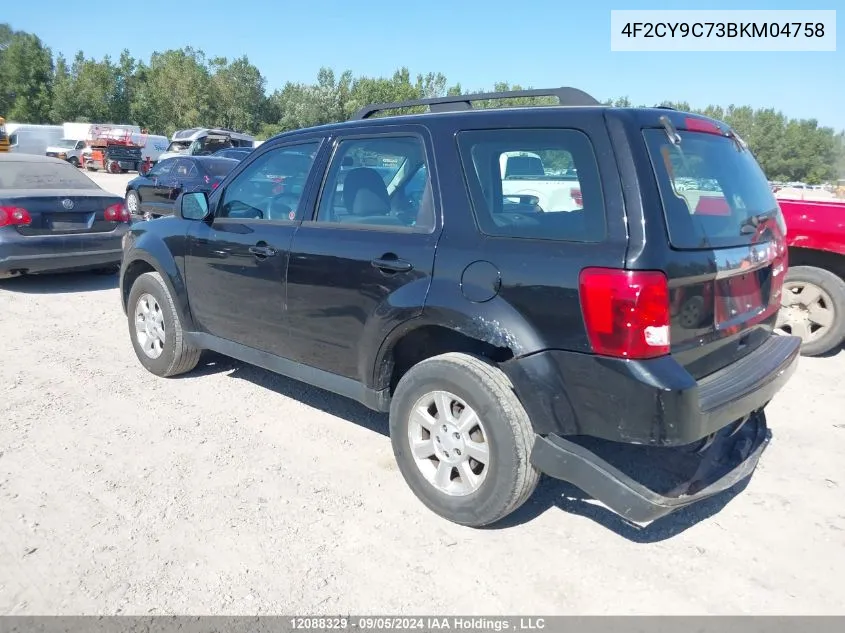 2011 Mazda Tribute VIN: 4F2CY9C73BKM04758 Lot: 12088329