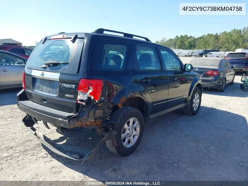 2011 Mazda Tribute VIN: 4F2CY9C73BKM04758 Lot: 12088329