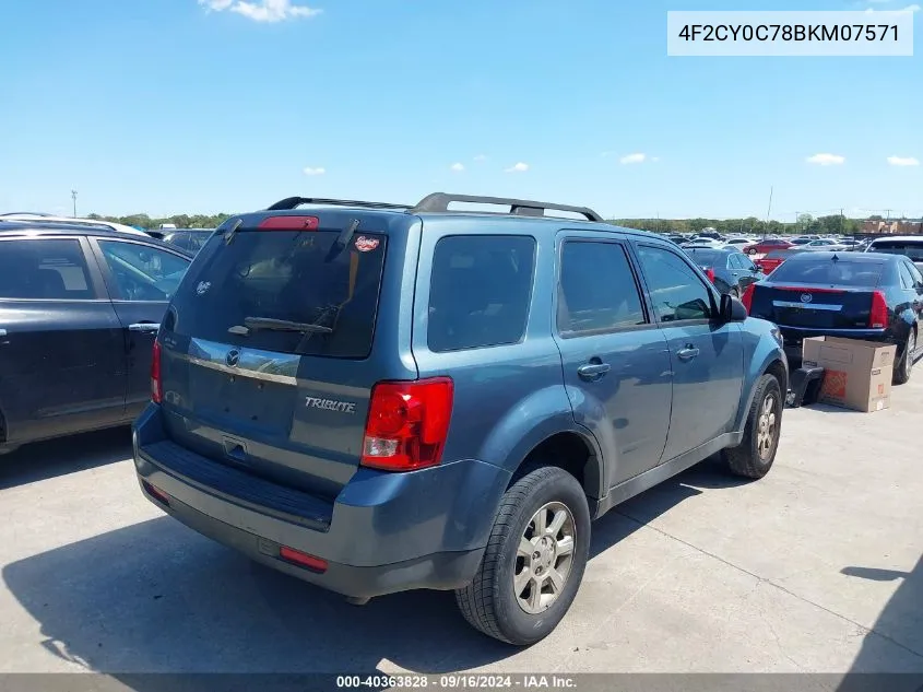 2011 Mazda Tribute I Grand Touring/I Sport/I Touring VIN: 4F2CY0C78BKM07571 Lot: 40363828