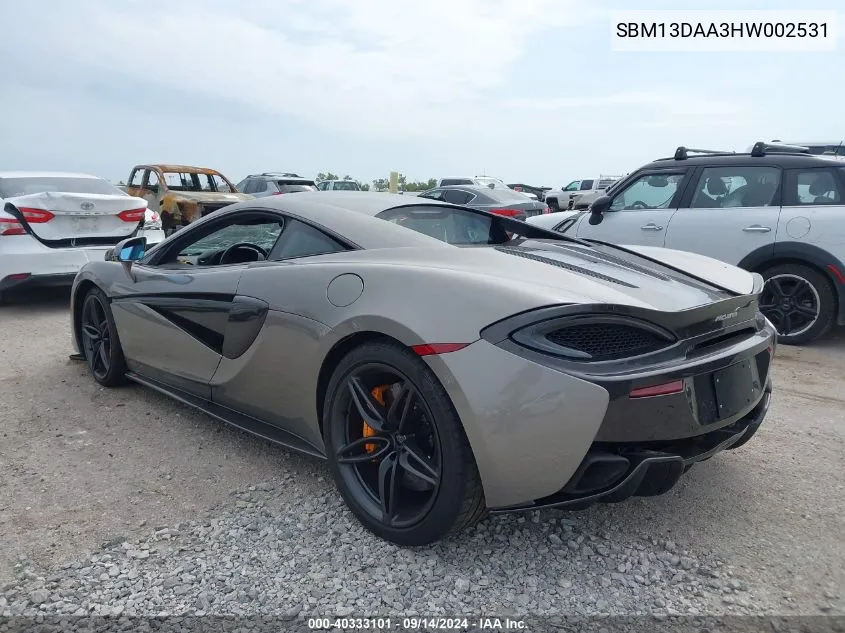 2017 Mclaren Automotive 570S VIN: SBM13DAA3HW002531 Lot: 40333101