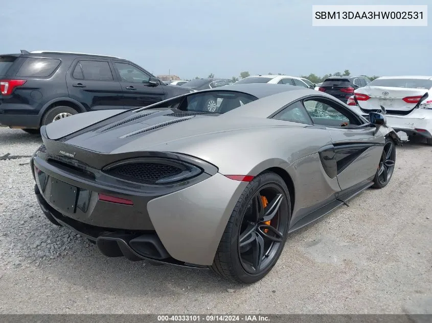 2017 Mclaren Automotive 570S VIN: SBM13DAA3HW002531 Lot: 40333101