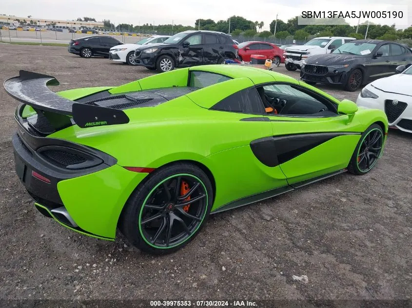 2018 Mclaren 570S VIN: SBM13FAA5JW005190 Lot: 39975353