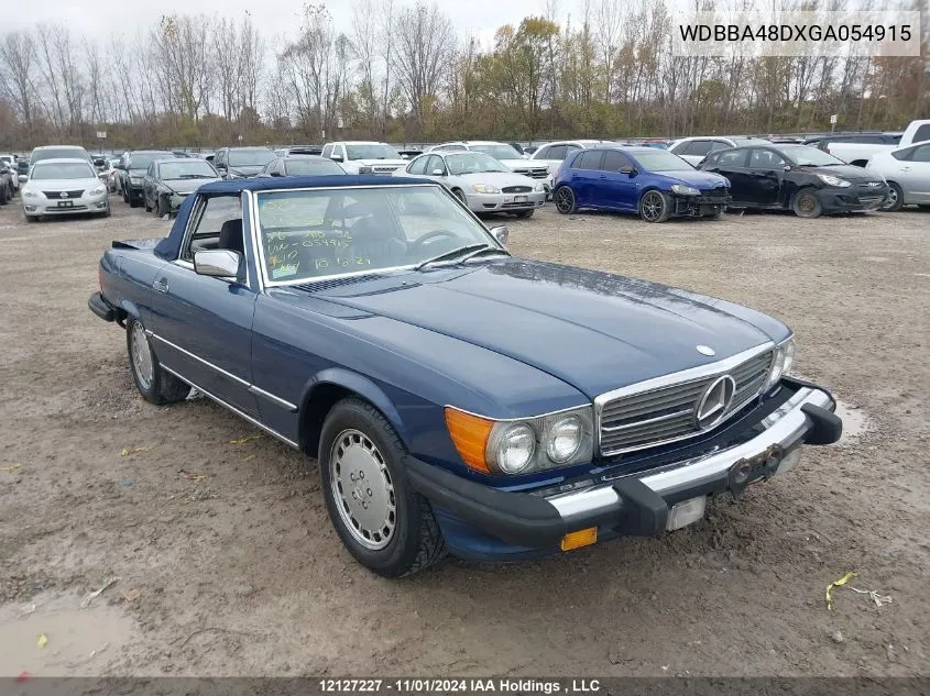 1986 Mercedes-Benz 560 Sl VIN: WDBBA48DXGA054915 Lot: 12127227