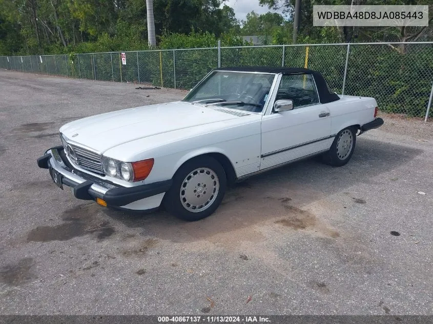 1988 Mercedes-Benz 560 Sl VIN: WDBBA48D8JA085443 Lot: 40867137