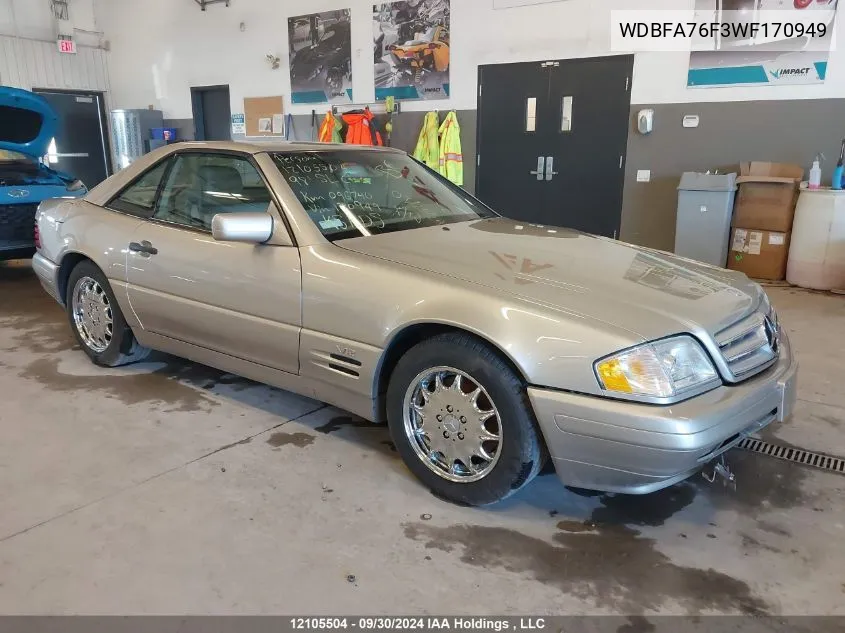 1998 Mercedes-Benz Sl 600R VIN: WDBFA76F3WF170949 Lot: 12105504