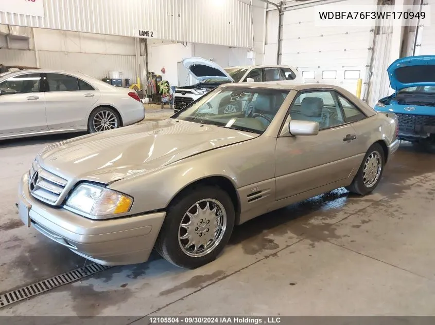 1998 Mercedes-Benz Sl 600R VIN: WDBFA76F3WF170949 Lot: 12105504