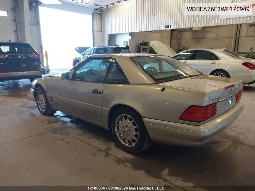 1998 Mercedes-Benz Sl 600R VIN: WDBFA76F3WF170949 Lot: 12105504