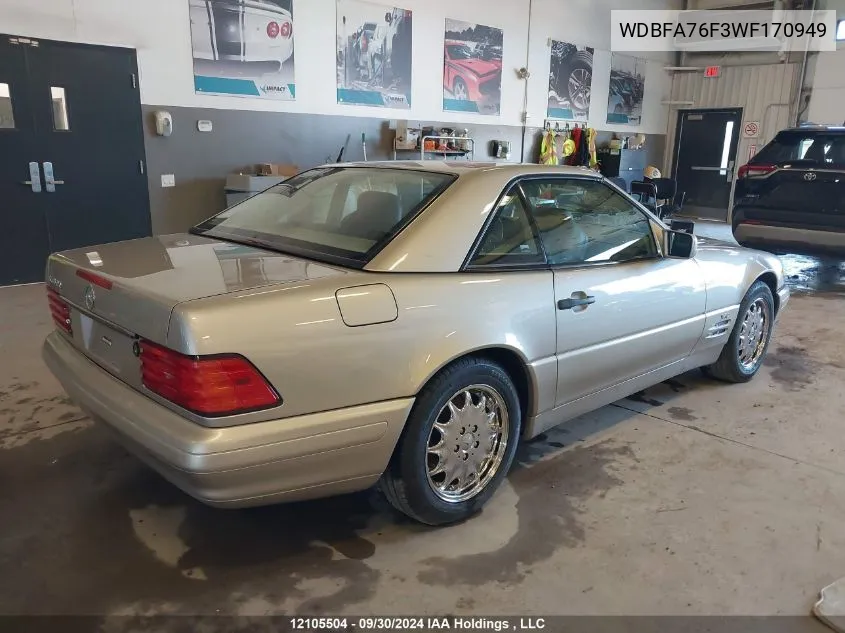 1998 Mercedes-Benz Sl 600R VIN: WDBFA76F3WF170949 Lot: 12105504