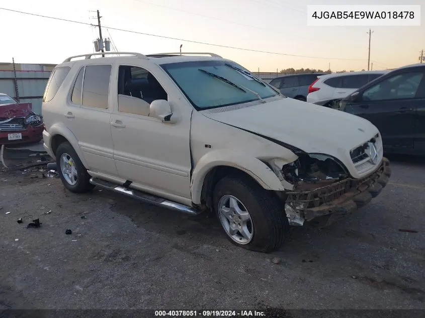 1998 Mercedes-Benz Ml 320 Classic VIN: 4JGAB54E9WA018478 Lot: 40378051