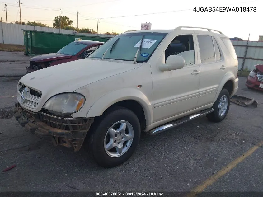 1998 Mercedes-Benz Ml 320 Classic VIN: 4JGAB54E9WA018478 Lot: 40378051