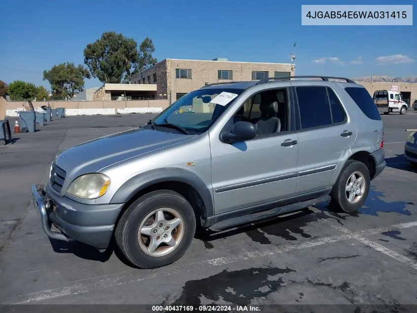 1998 Mercedes-Benz Ml 320 Classic VIN: 4JGAB54E6WA031415 Lot: 40437169