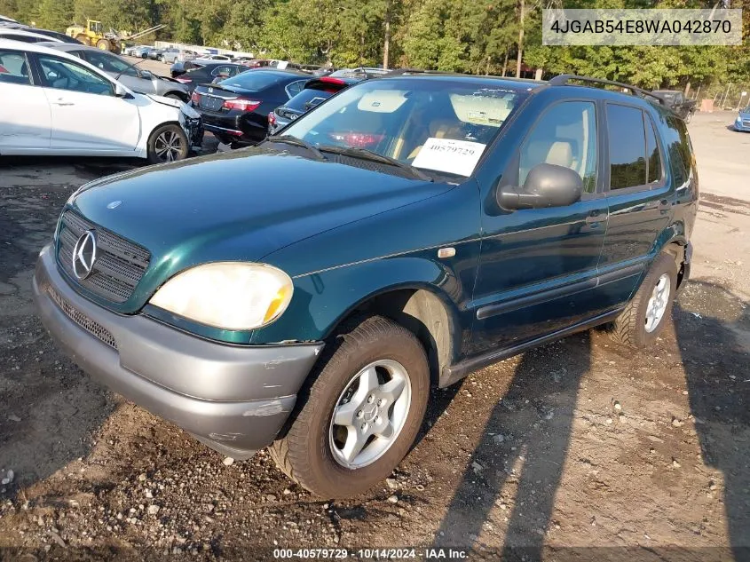 1998 Mercedes-Benz Ml 320 Classic VIN: 4JGAB54E8WA042870 Lot: 40579729