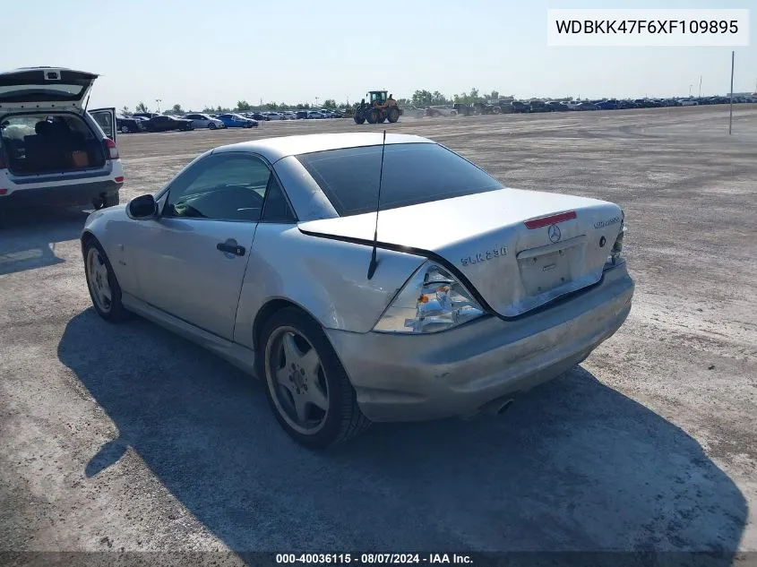 1999 Mercedes-Benz Slk 230 Kompressor VIN: WDBKK47F6XF109895 Lot: 40036115