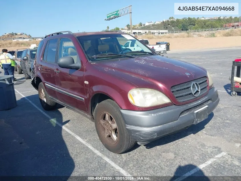 1999 Mercedes-Benz Ml 320 VIN: 4JGAB54E7XA094668 Lot: 40472930