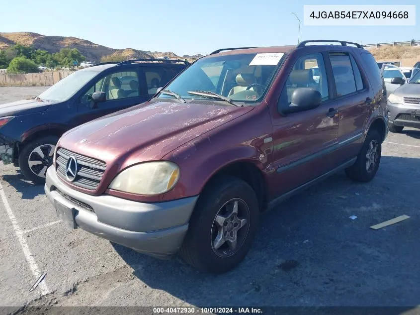 1999 Mercedes-Benz Ml 320 VIN: 4JGAB54E7XA094668 Lot: 40472930